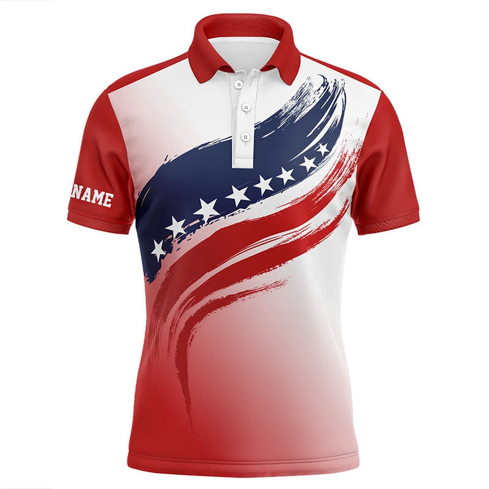 Golf Polo Shirts, American Flag Mens Golf Polo Shirts Custom Golf Attire For Men, Patriotic Golf Gift For Mens, Custom Golf Shirts