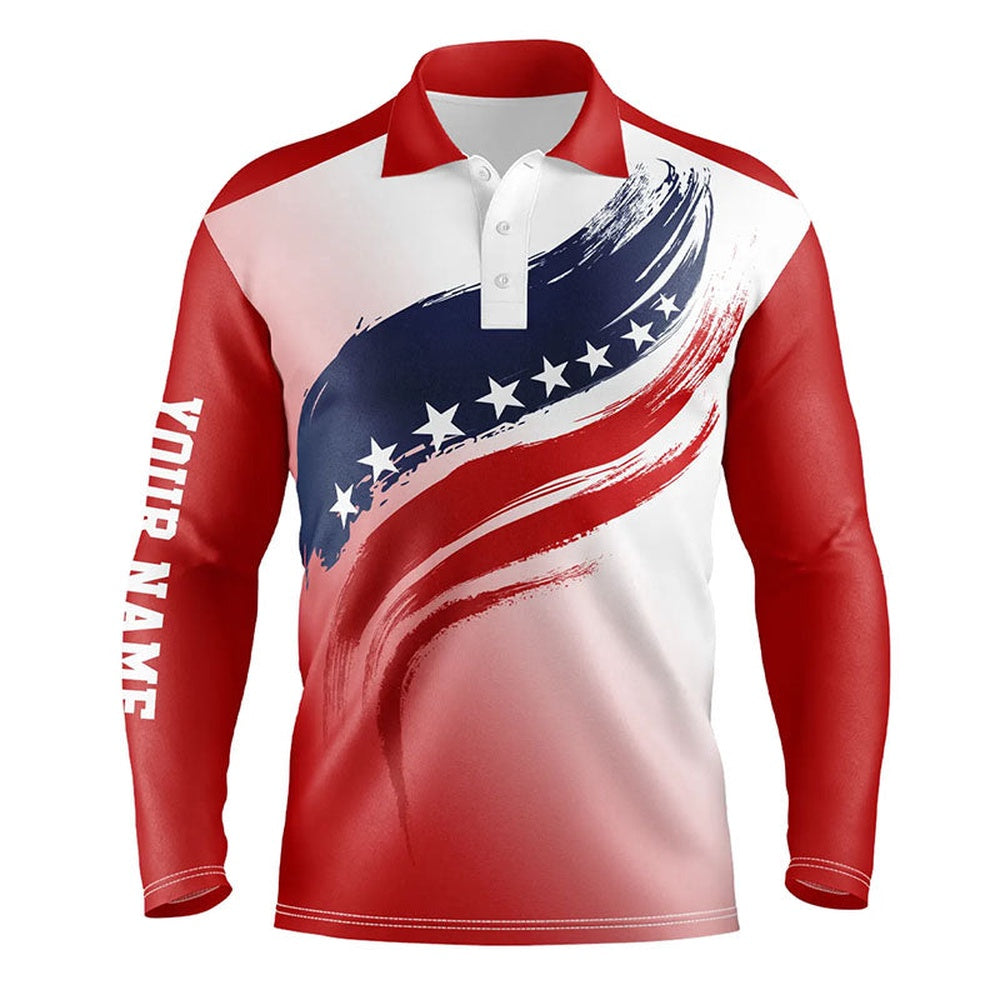 Golf Polo Shirts, American Flag Mens Golf Polo Shirts Custom Golf Attire For Men, Patriotic Golf Gift For Mens, Custom Golf Shirts