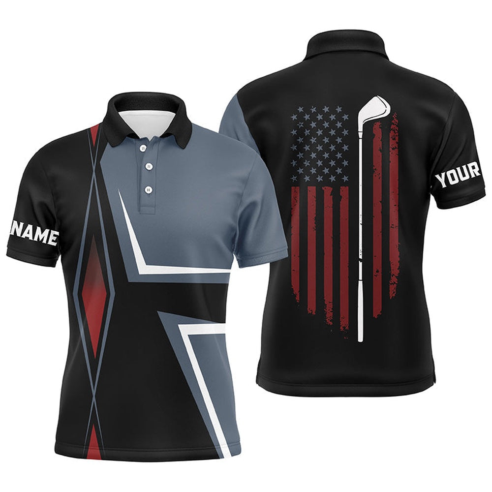 Golf Polo Shirts, American Flag Mens Golf Polo Shirts Custom Golf Club Patriotic Golf Team Shirt, Golf Attire For Men, Custom Golf Shirts