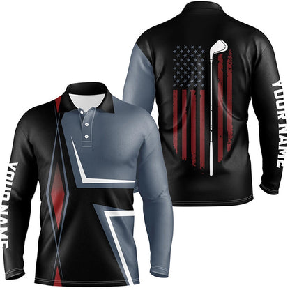 Golf Polo Shirts, American Flag Mens Golf Polo Shirts Custom Golf Club Patriotic Golf Team Shirt, Golf Attire For Men, Custom Golf Shirts