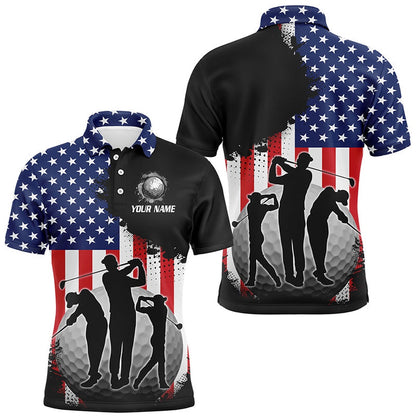 Golf Polo Shirts, American Flag Mens Golf Polo Shirts Custom Patriotic Golf Outfits For Men, Gifts For Golf Lovers, Custom Golf Shirts