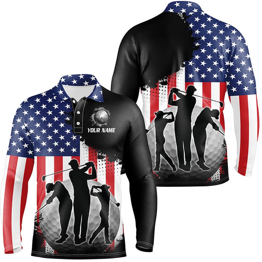 Golf Polo Shirts, American Flag Mens Golf Polo Shirts Custom Patriotic Golf Outfits For Men, Gifts For Golf Lovers, Custom Golf Shirts