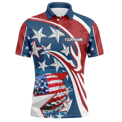 Golf Polo Shirts, American Flag Mens Golf Polo Shirts Custom Patriotic Golf Outfits Men, Custom Golf Shirts