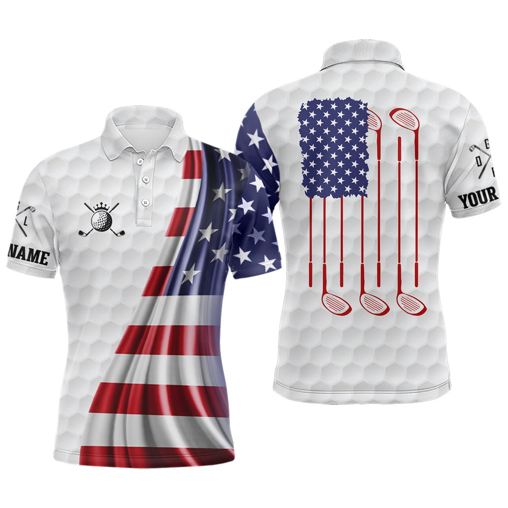 Golf Polo Shirts, American Flag Mens Golf Polo Shirts Customized Patriotic Golf Tops For Men Golfing Gifts, Custom Golf Shirts