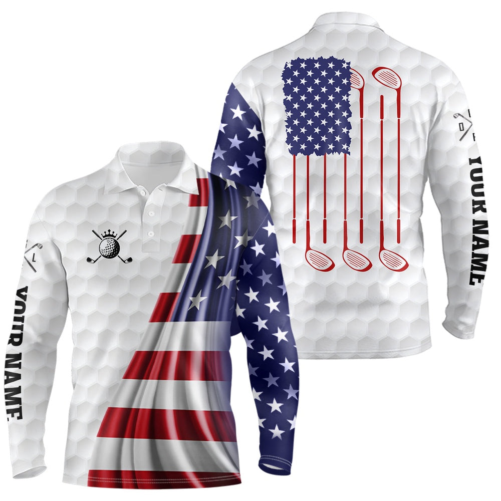 Golf Polo Shirts, American Flag Mens Golf Polo Shirts Customized Patriotic Golf Tops For Men Golfing Gifts, Custom Golf Shirts