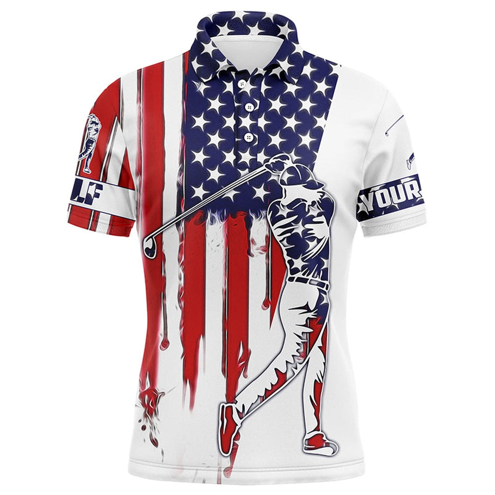 Golf Polo Shirts, American Flag Mens Golf Polos Shirts Custom Name Patriot Golf Gifts, Golf Shirts For Men, Custom Golf Shirts
