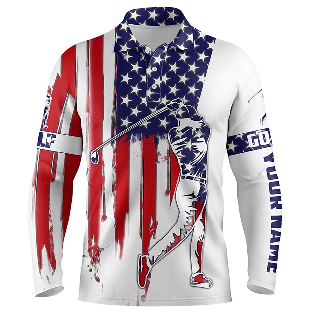 Golf Polo Shirts, American Flag Mens Golf Polos Shirts Custom Name Patriot Golf Gifts, Golf Shirts For Men, Custom Golf Shirts