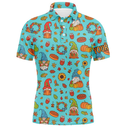 Golf Polo Shirts, Autumn Gnomes Thanksgiving Golf Mens Polo Shirt Custom Funny Golf Shirts For Men Golfing Gifts, Custom Golf Shirts