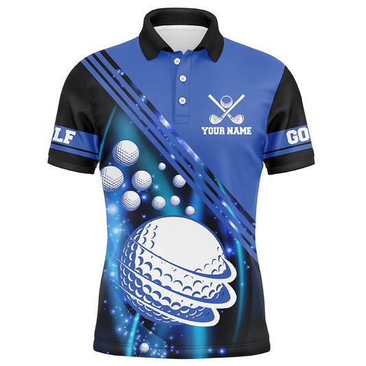 Golf Polo Shirts, Black And Blue Light Golf Ball Mens Golf Polo Shirts Custom Golf Outfits For Mens, Custom Golf Shirts