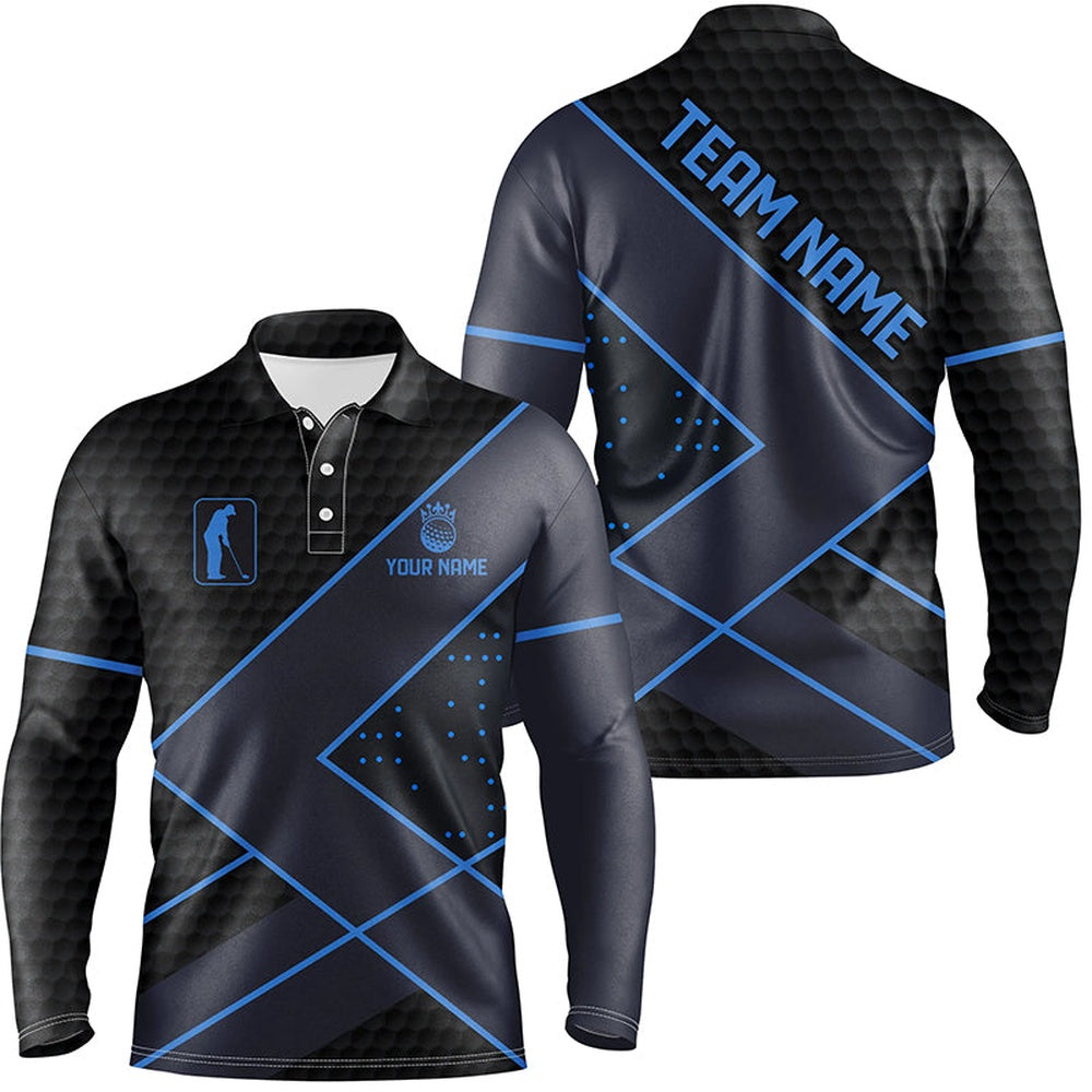 Golf Polo Shirts, Black And Blue Mens Golf Polo Shirts Custom Golf Apparel For Men For Men, Custom Golf Shirts