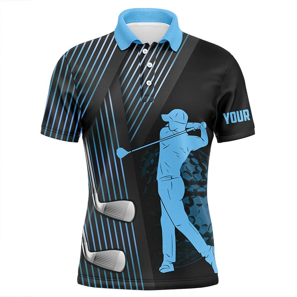 Golf Polo Shirts, Black And Blue Mens Golf Polo Shirts Custom Golf Clubs Team Golf Shirts, Golf Tops For Men, Custom Golf Shirts
