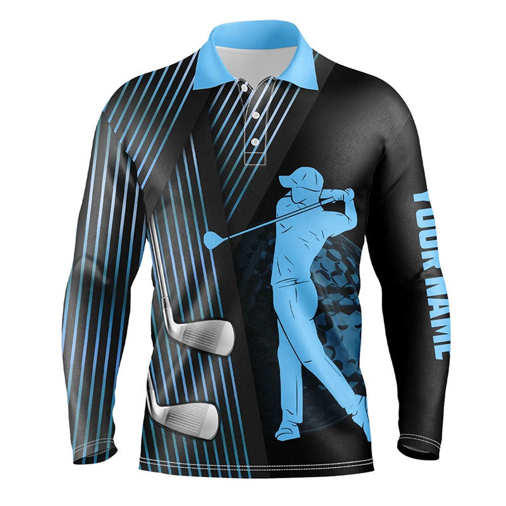 Golf Polo Shirts, Black And Blue Mens Golf Polo Shirts Custom Golf Clubs Team Golf Shirts, Golf Tops For Men, Custom Golf Shirts