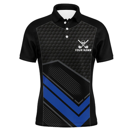 Golf Polo Shirts, Black And Blue Mens Golf Polo Shirts Custom Golf Outfits For Men, Custom Golf Shirts