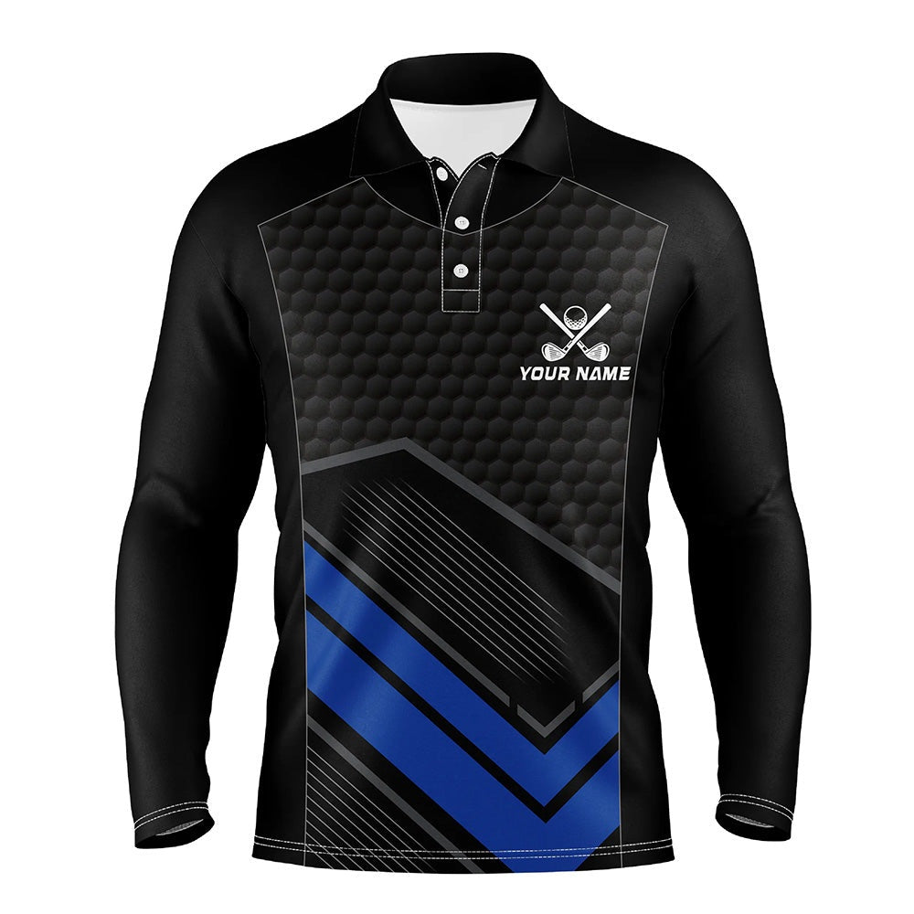 Golf Polo Shirts, Black And Blue Mens Golf Polo Shirts Custom Golf Outfits For Men, Custom Golf Shirts