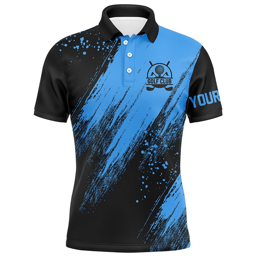 Golf Polo Shirts, Black And Blue Mens Golf Polo Shirts Custom Golfing Gifts, Best Mens Golf Tops, Custom Golf Shirts