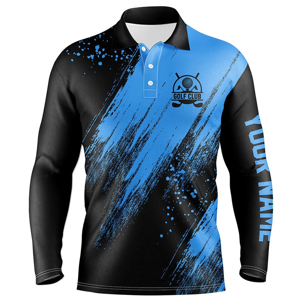 Golf Polo Shirts, Black And Blue Mens Golf Polo Shirts Custom Golfing Gifts, Best Mens Golf Tops, Custom Golf Shirts