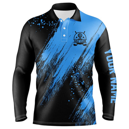 Golf Polo Shirts, Black And Blue Mens Golf Polo Shirts Custom Golfing Gifts, Best Mens Golf Tops, Custom Golf Shirts