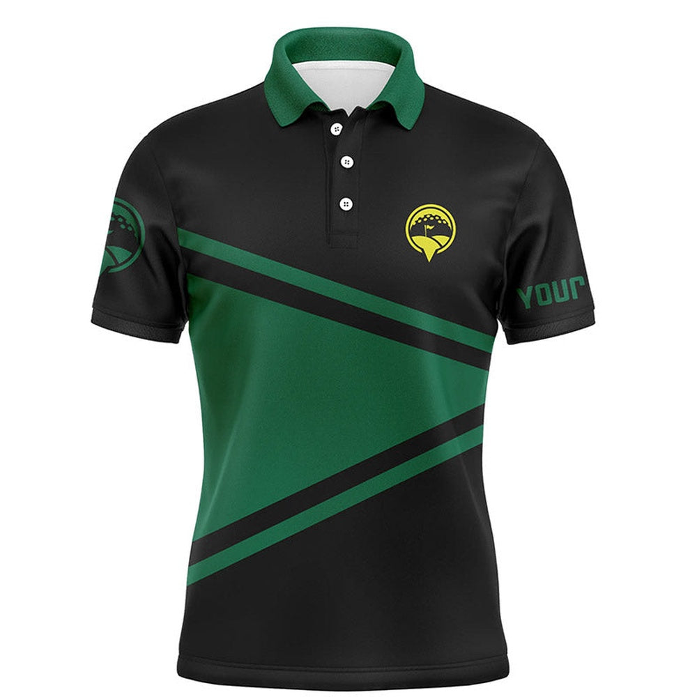 Golf Polo Shirts, Black And Green Mens Golf Polo Shirts Custom Golf Outfit Men, Best Golf Gifts For Men, Custom Golf Shirts