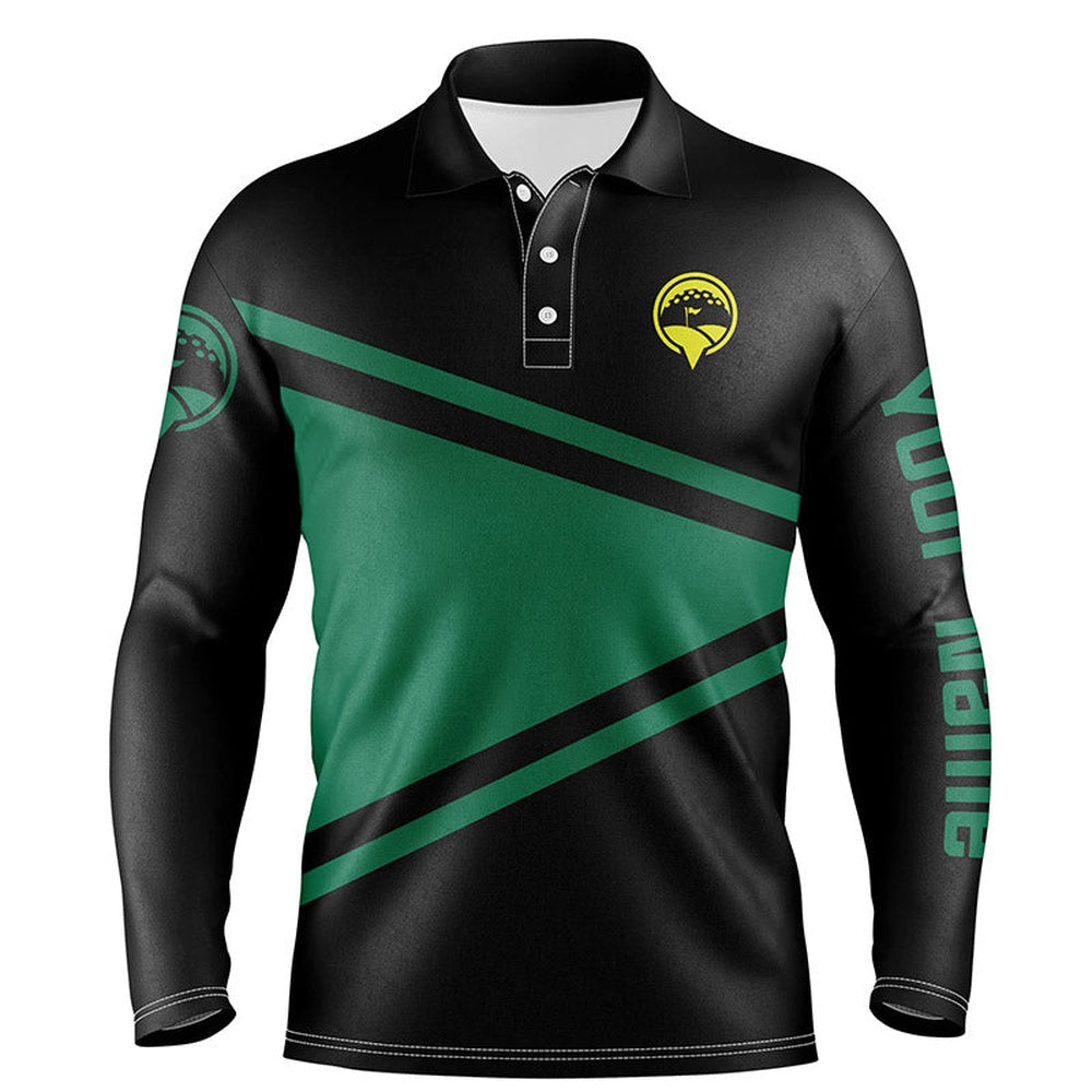 Golf Polo Shirts, Black And Green Mens Golf Polo Shirts Custom Golf Outfit Men, Best Golf Gifts For Men, Custom Golf Shirts