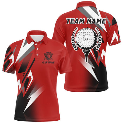 Golf Polo Shirts, Black And Red Golf Ball Mens Golf Polo Shirt Custom Golf Shirt For Men, Cool Golf Gifts, Custom Golf Shirts