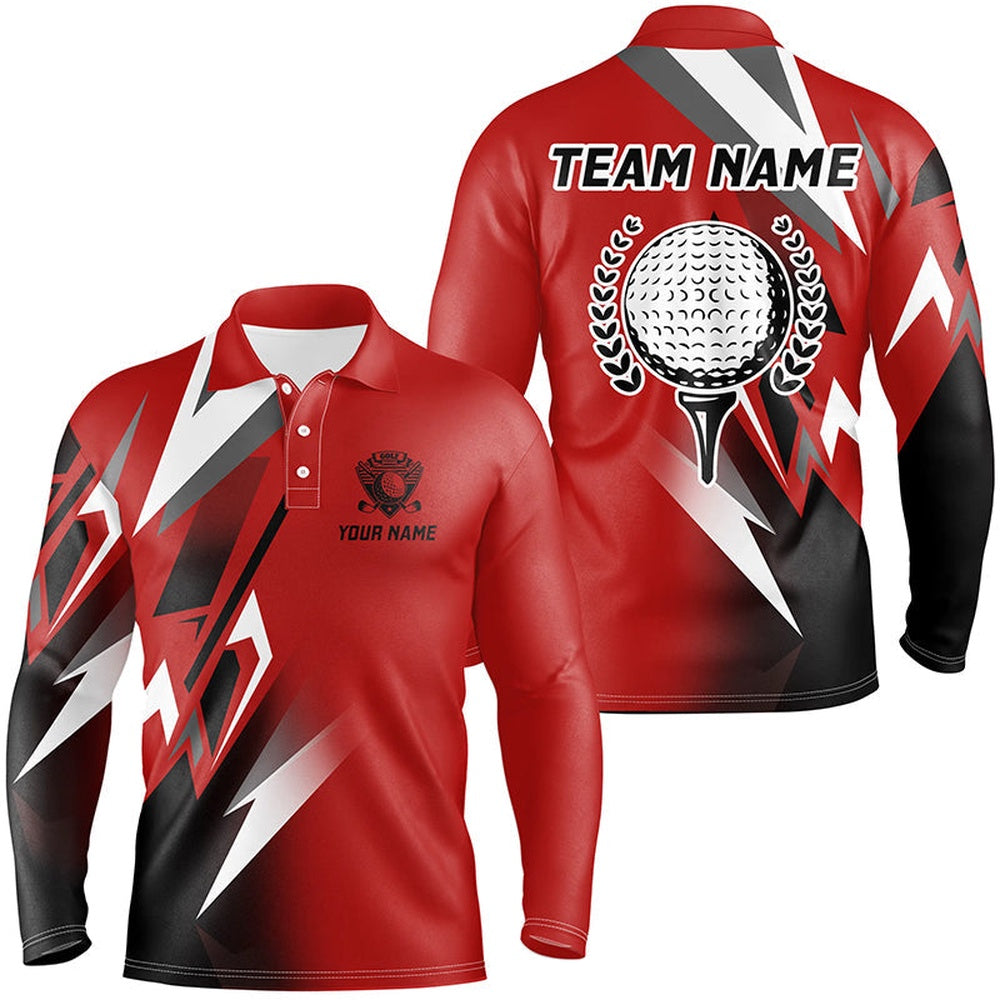 Golf Polo Shirts, Black And Red Golf Ball Mens Golf Polo Shirt Custom Golf Shirt For Men, Cool Golf Gifts, Custom Golf Shirts