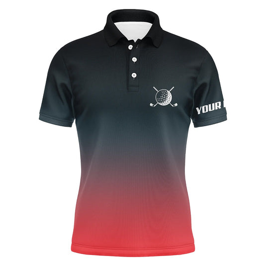 Golf Polo Shirts, Black And Red Gradient Mens Golf Polo Shirts Custom Golf Clothes For Men, Best Golf Gifts For Men, Custom Golf Shirts
