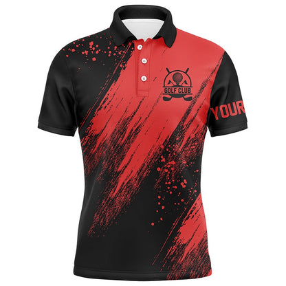 Golf Polo Shirts, Black And Red Mens Golf Polo Shirts Custom Golfing Gifts, Best Mens Golf Tops, Custom Golf Shirts