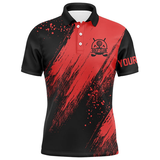 Golf Polo Shirts, Black And Red Mens Golf Polo Shirts Custom Golfing Gifts, Best Mens Golf Tops, Custom Golf Shirts