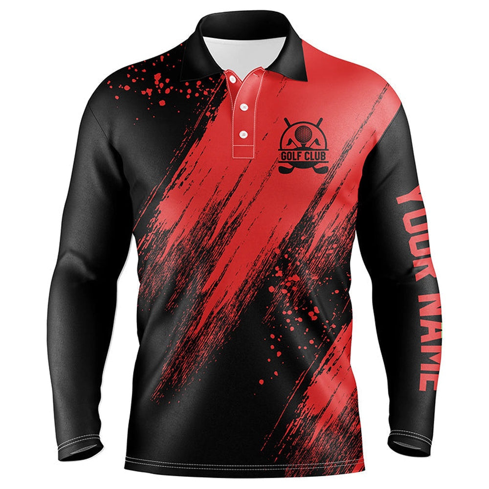 Golf Polo Shirts, Black And Red Mens Golf Polo Shirts Custom Golfing Gifts, Best Mens Golf Tops, Custom Golf Shirts