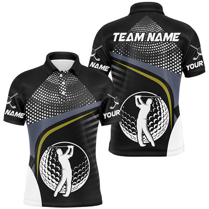 Golf Polo Shirts, Black And White Golf Ball Custom Mens Golf Polo Shirts, Golf Attire For Men, Custom Golf Shirts