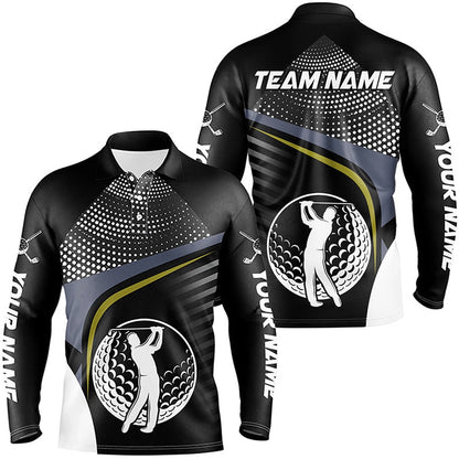 Golf Polo Shirts, Black And White Golf Ball Custom Mens Golf Polo Shirts, Golf Attire For Men, Custom Golf Shirts