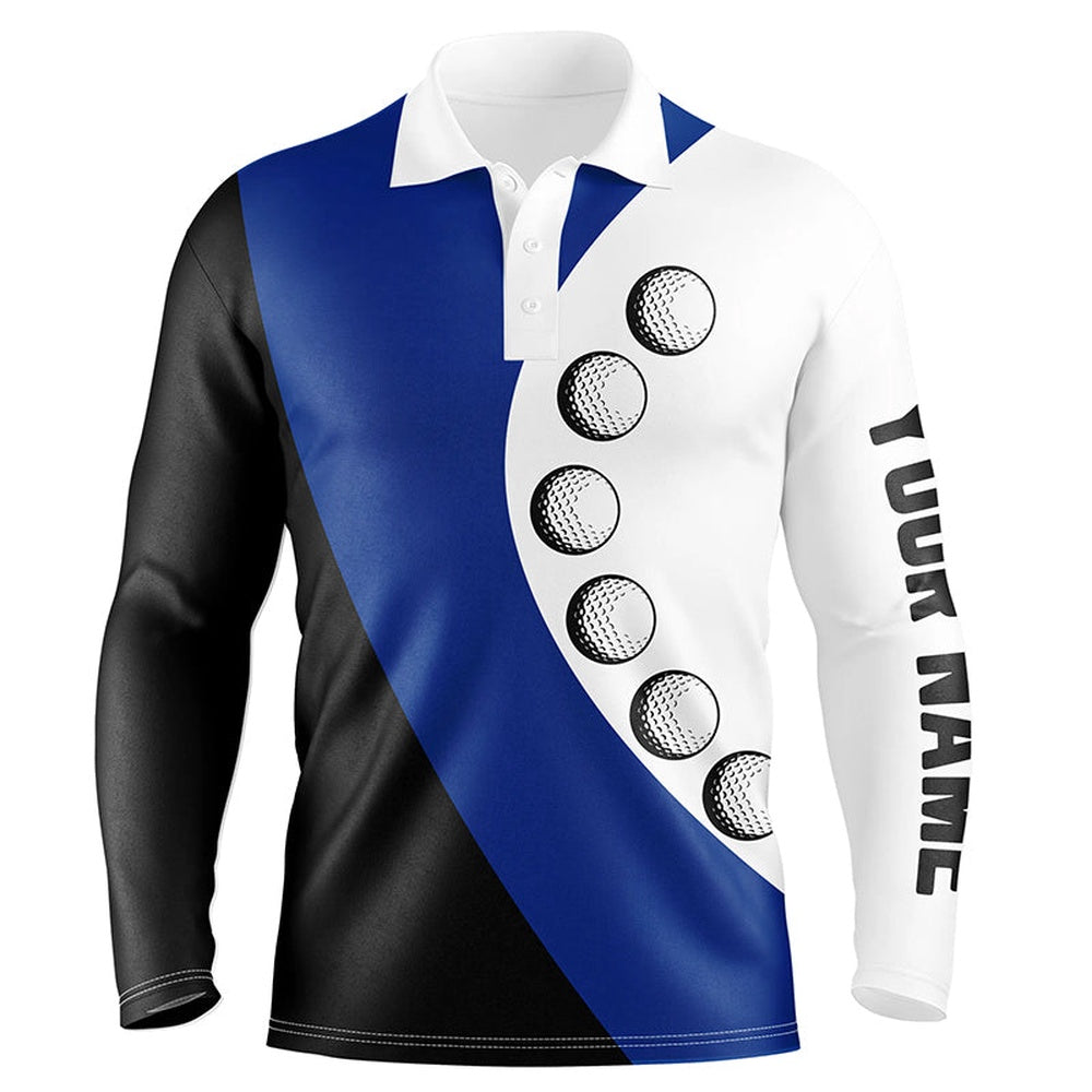 Golf Polo Shirts, Black And White Golf Ball Men Golf Polo Shirts Custom Golf Shirts For Men, Gifts For Golfer Blue, Custom Golf Shirts