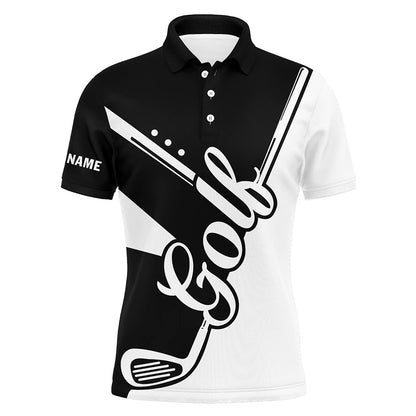 Golf Polo Shirts, Black And White Golf Clubs Mens Golf Polo Shirts Custom Golf Outfits Men, Mens Golf Clothes, Custom Golf Shirts