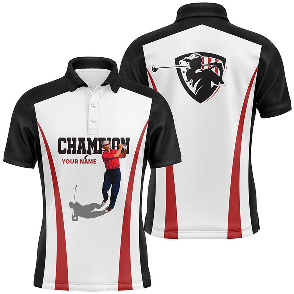 Golf Polo Shirts, Black And White Mens Golf Polo Shirts Custom Champion Golf Gifts For Men, Golf Tops Mens, Custom Golf Shirts