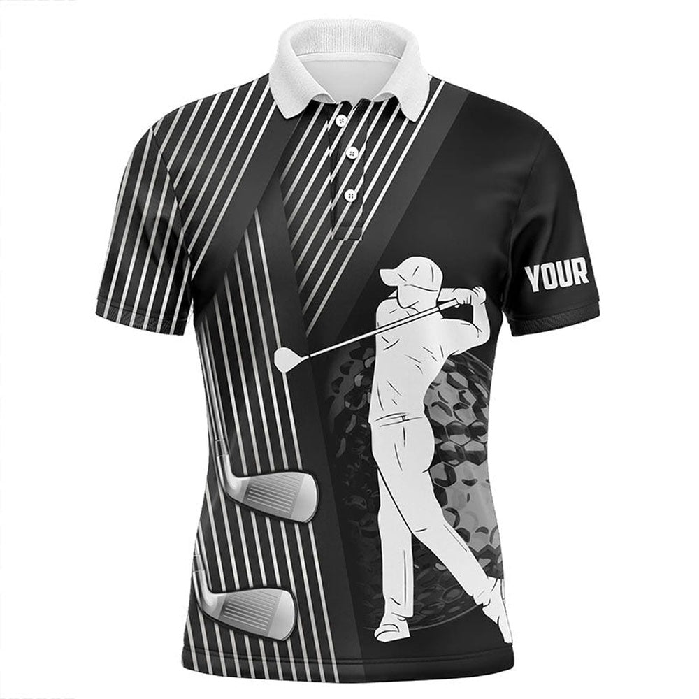 Golf Polo Shirts, Black And White Mens Golf Polo Shirts Custom Golf Clubs Team Golf Shirts, Golf Tops For Men, Custom Golf Shirts