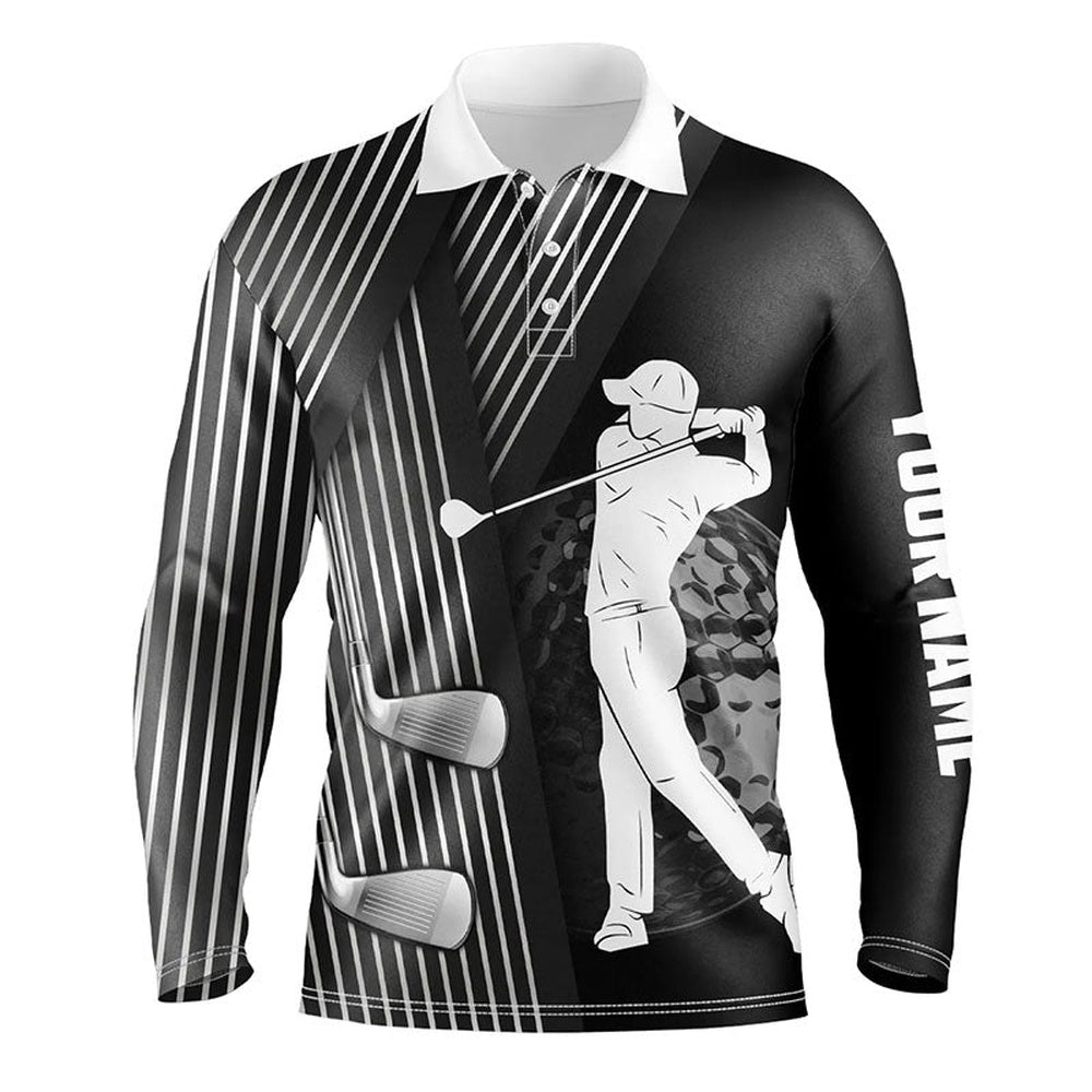 Golf Polo Shirts, Black And White Mens Golf Polo Shirts Custom Golf Clubs Team Golf Shirts, Golf Tops For Men, Custom Golf Shirts