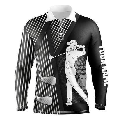 Golf Polo Shirts, Black And White Mens Golf Polo Shirts Custom Golf Clubs Team Golf Shirts, Golf Tops For Men, Custom Golf Shirts