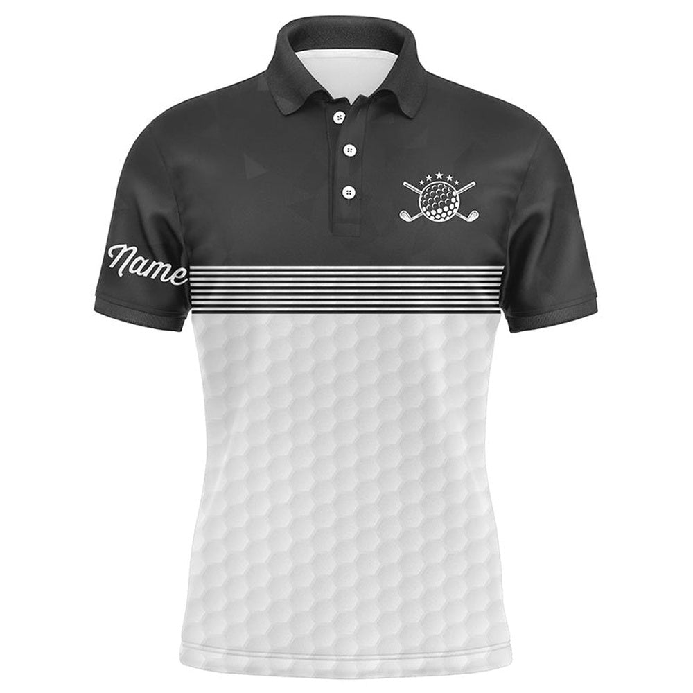 Golf Polo Shirts, Black And White Mens Golf Polo Shirts Custom Name Golf Shirts For Men, Custom Golf Shirts