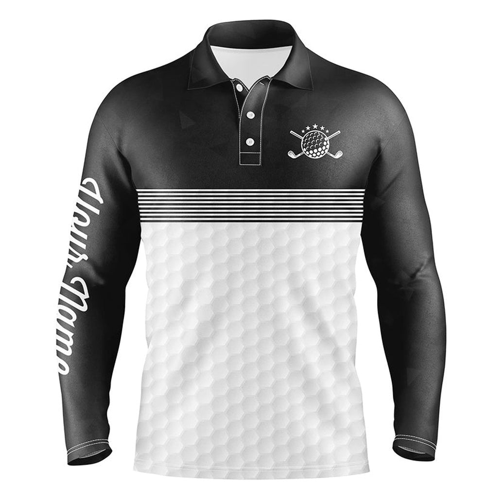 Golf Polo Shirts, Black And White Mens Golf Polo Shirts Custom Name Golf Shirts For Men, Custom Golf Shirts