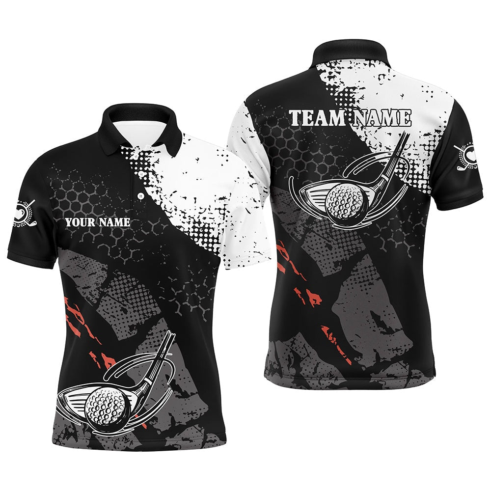 Golf Polo Shirts, Black And White Mens Golf Polo Shirts Custom Team Name Vintage Golf Clubs Best Mens Golf Wears, Custom Golf Shirts
