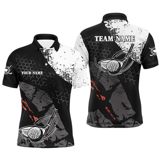 Golf Polo Shirts, Black And White Mens Golf Polo Shirts Custom Team Name Vintage Golf Clubs Best Mens Golf Wears, Custom Golf Shirts