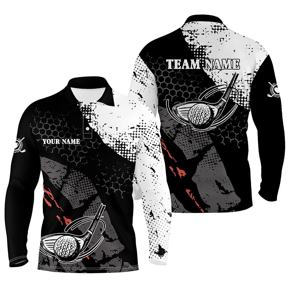 Golf Polo Shirts, Black And White Mens Golf Polo Shirts Custom Team Name Vintage Golf Clubs Best Mens Golf Wears, Custom Golf Shirts