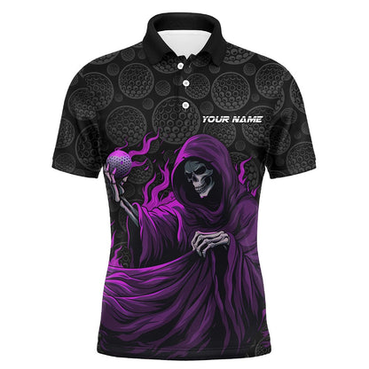 Golf Polo Shirts, Black Camo Golf Ball Mens Golf Polo Shirts Custom Purple Golf Skull Outfits For Men, Best Golf Gifts, Custom Golf Shirts