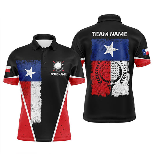 Golf Polo Shirts, Black Mens Golf Polo Shirts Vintage Texas Flag Patriot Custom Golf Shirts For Men, Gift For The Golfer, Custom Golf Shirts