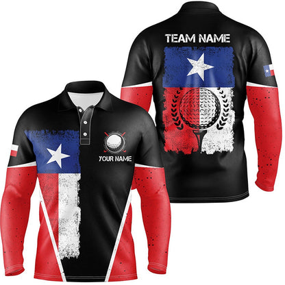Golf Polo Shirts, Black Mens Golf Polo Shirts Vintage Texas Flag Patriot Custom Golf Shirts For Men, Gift For The Golfer, Custom Golf Shirts