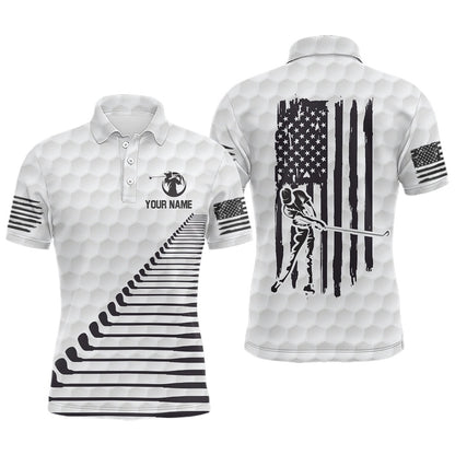 Golf Polo Shirts, Black White American Flag Mens Golf Polo Shirts Custom Patriotic Golf Shirts For Men Golf Clubs, Custom Golf Shirts