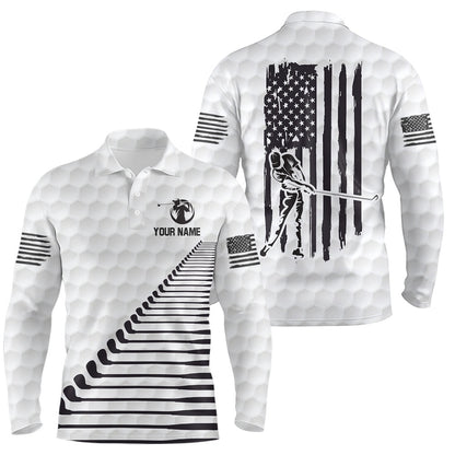 Golf Polo Shirts, Black White American Flag Mens Golf Polo Shirts Custom Patriotic Golf Shirts For Men Golf Clubs, Custom Golf Shirts