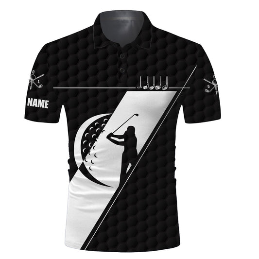 Golf Polo Shirts, Black & White Golf Polo Shirts Custom Name Golf Clubs Mens Golf Tops, Custom Golf Shirts