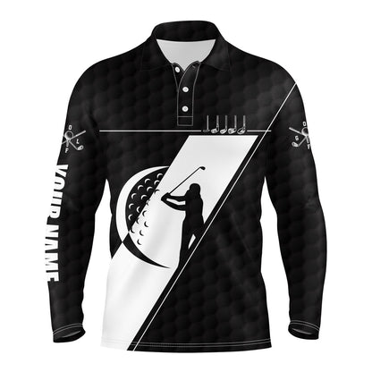 Golf Polo Shirts, Black & White Golf Polo Shirts Custom Name Golf Clubs Mens Golf Tops, Custom Golf Shirts