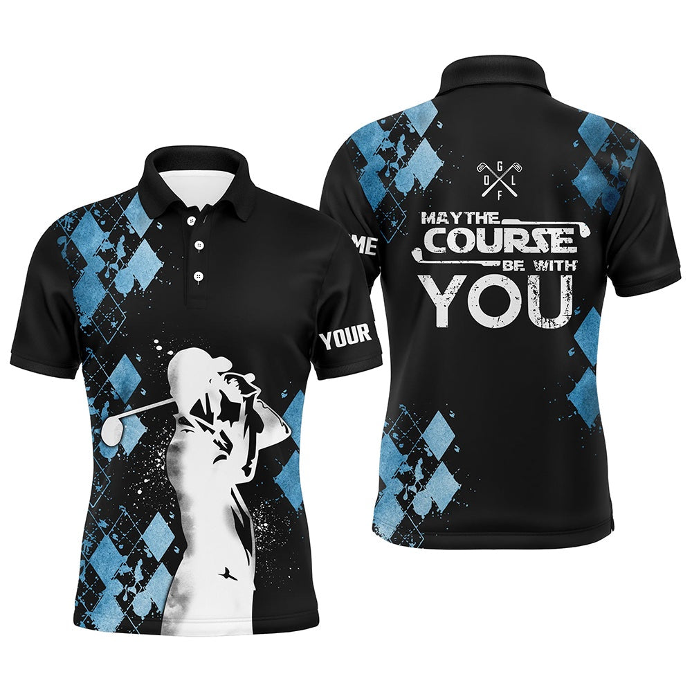 Golf Polo Shirts, Blue Argyle Mens Golf Polo Shirts, Personalized Golf Shirts For Mens, Vintage Golfing Gifts, Custom Golf Shirts